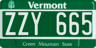 VT license plate ZZY665