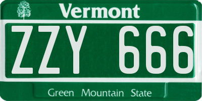 VT license plate ZZY666
