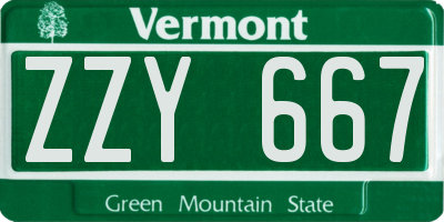 VT license plate ZZY667