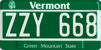 VT license plate ZZY668