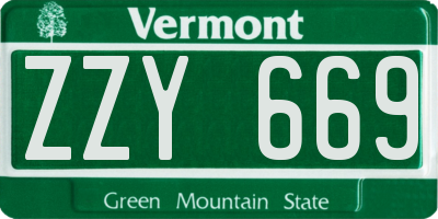 VT license plate ZZY669