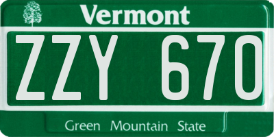 VT license plate ZZY670