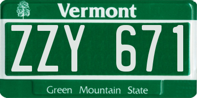 VT license plate ZZY671