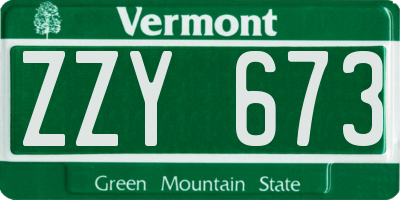 VT license plate ZZY673