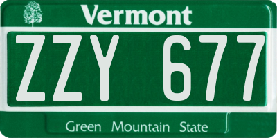 VT license plate ZZY677