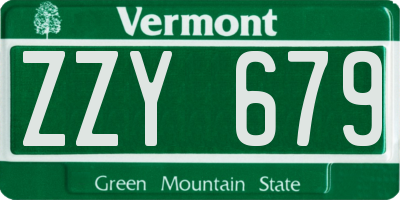 VT license plate ZZY679