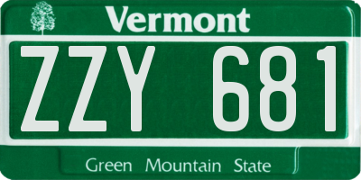 VT license plate ZZY681