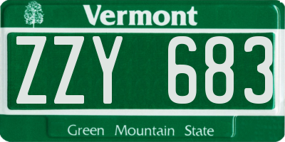 VT license plate ZZY683