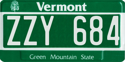VT license plate ZZY684