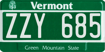 VT license plate ZZY685