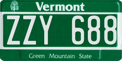 VT license plate ZZY688