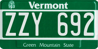 VT license plate ZZY692