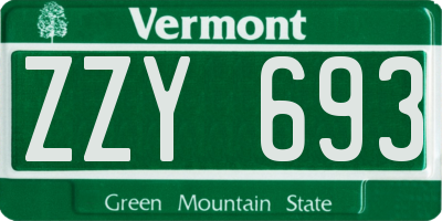 VT license plate ZZY693