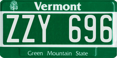 VT license plate ZZY696