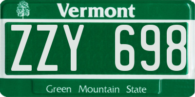 VT license plate ZZY698