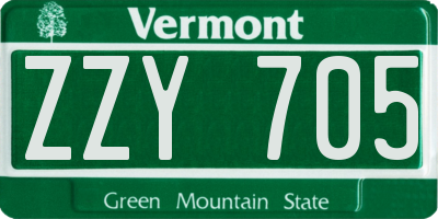 VT license plate ZZY705