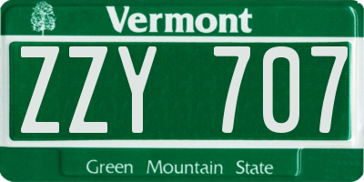 VT license plate ZZY707
