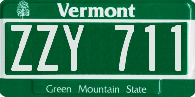 VT license plate ZZY711