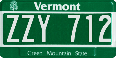 VT license plate ZZY712