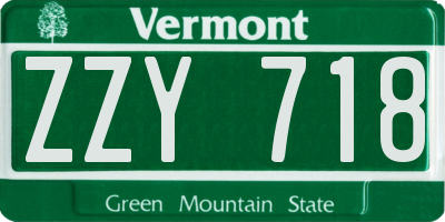 VT license plate ZZY718