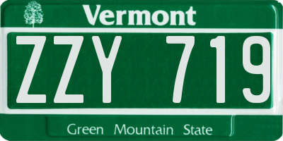 VT license plate ZZY719