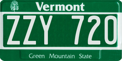 VT license plate ZZY720