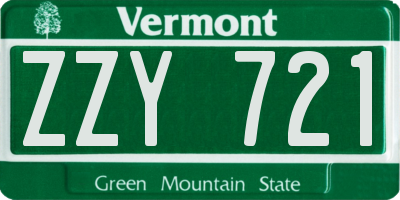 VT license plate ZZY721