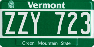 VT license plate ZZY723