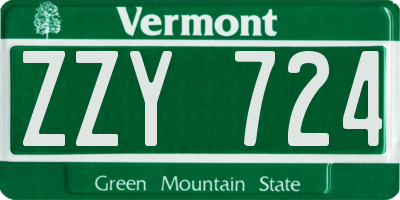 VT license plate ZZY724