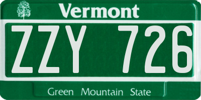 VT license plate ZZY726