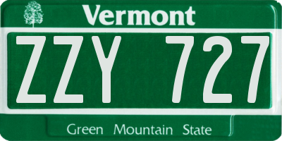 VT license plate ZZY727