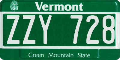 VT license plate ZZY728