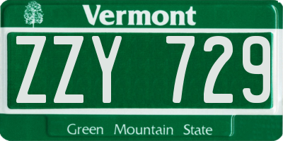 VT license plate ZZY729