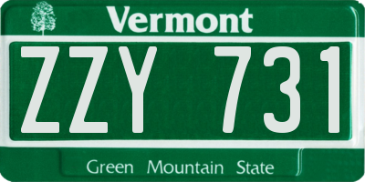 VT license plate ZZY731