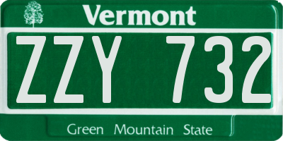 VT license plate ZZY732