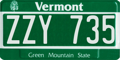 VT license plate ZZY735