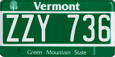 VT license plate ZZY736