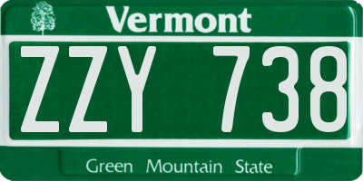 VT license plate ZZY738