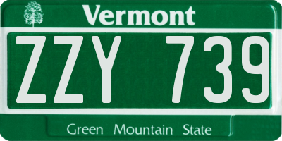 VT license plate ZZY739