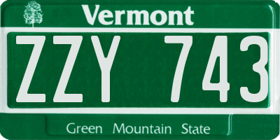 VT license plate ZZY743