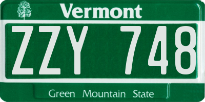VT license plate ZZY748