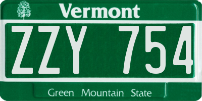 VT license plate ZZY754