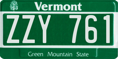 VT license plate ZZY761