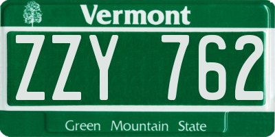 VT license plate ZZY762