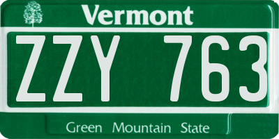 VT license plate ZZY763