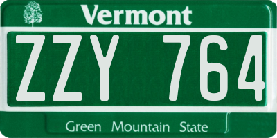 VT license plate ZZY764