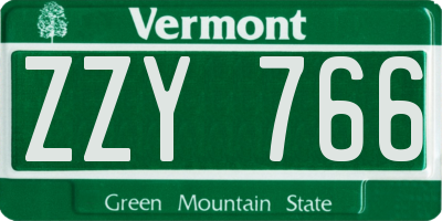 VT license plate ZZY766