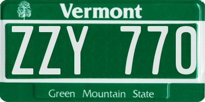 VT license plate ZZY770