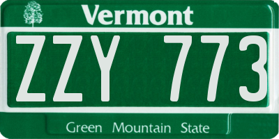 VT license plate ZZY773