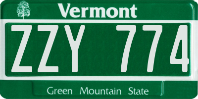 VT license plate ZZY774